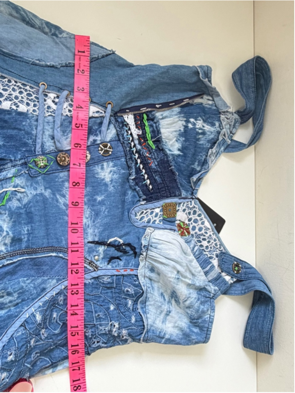 JUJU & CHRISTINE Patchwork Boho Denim Dress size L - Picture 12 of 12